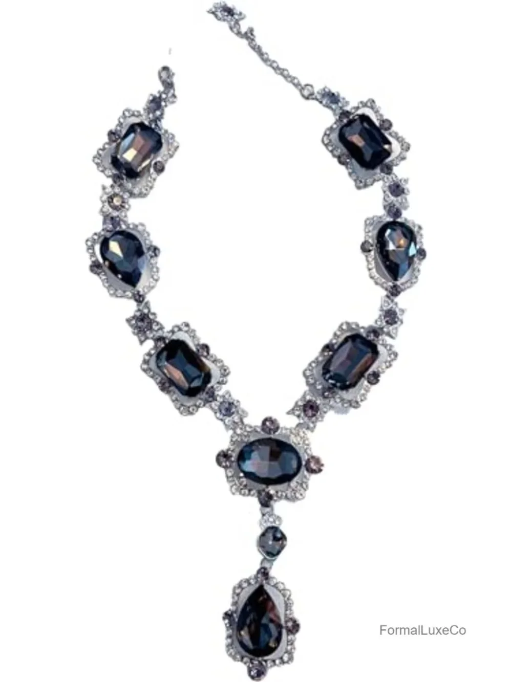 Extra Large Victorian Art Deco Rhinestone Statement Necklace Alloy Wedding